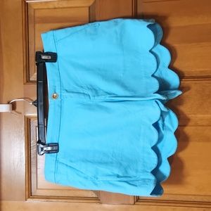 Lilly Pulitzer Women's Size 8 Turquoise Blue Tulip Hem Shorts, GUC